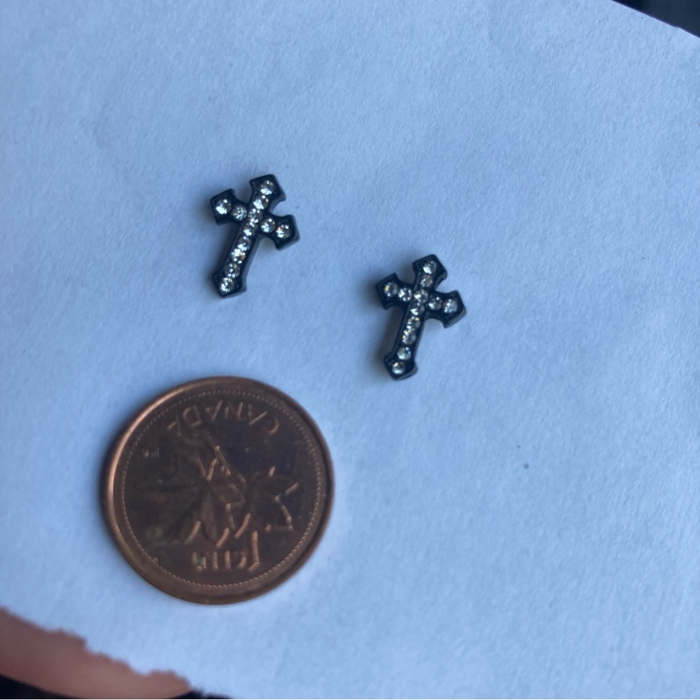 Rhinestone cross earrings